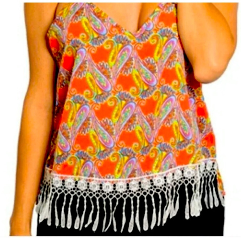 Super sexy & comfy paisley tank with fringes